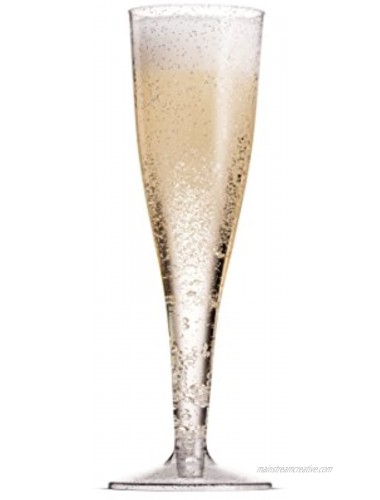 50 Silver Glitter Plastic Champagne Flutes 5 Oz Clear Plastic Toasting Glasses Disposable Wedding Party Cocktail Cups