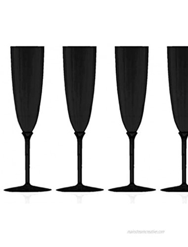 [8 Pack 6 oz] Plastic Champagne Flutes Black Disposable Champagne Toasting Glasses Fancy Stemmed Cups for Parties Weddings and Dining Durable Reusable Posh Setting
