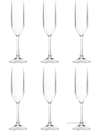 Classy and Stemware Plastic Champagne Glasses Set of 6 | 12-ounce in Clear CLEAR 6