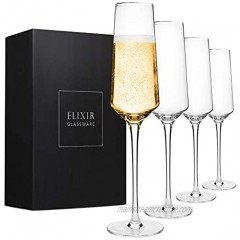 Classy Champagne Flutes Hand Blown Crystal Champagne Glasses Set of 4 Elegant Flutes 100% Lead Free Premium Crystal Gift for Wedding Anniversary Christmas 8oz Clear