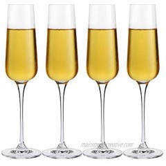 Crystal Champagne Flutes Glasses Set of 4 Machine Made Glass