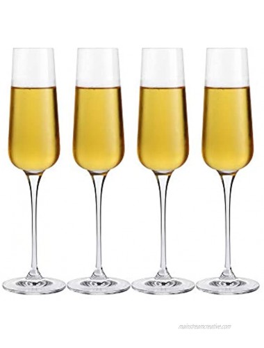 Crystal Champagne Flutes Glasses Set of 4 Machine Made Glass