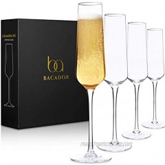 Crystal Champagne Flutes set of 4 Elegant Lead-Free Crystal Champagne Glasses Stunning Gift for Wedding Birthday and Anniversary Premium Mimosa and Sparkling Wine Stemware 6.7 oz