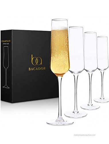 Crystal Champagne Flutes set of 4 Elegant Lead-Free Crystal Champagne Glasses Stunning Gift for Wedding Birthday and Anniversary Premium Mimosa and Sparkling Wine Stemware 6.7 oz