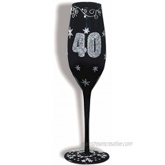 Forum Novelties 40th Birthday Black Fluted Champagne Glass 1 Count Pack of 1