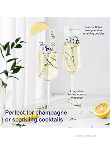 GoodGlassware Champagne Flutes Set Of 4 8.5 oz – Tall Long Stem Crystal Clear Classic and Seamless Tower Design Lead Free Glass Dishwasher Safe Quality Sparkling Wine Stemware