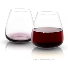JoyJolt Black Swan Red Stemless Wine Glasses Premium Crystal Glassware 18.2 Oz Capacity Set Of 4