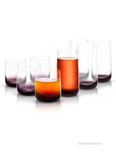 JoyJolt Black Swan Rocks Glass And Highball Glass Collection,Premium Crystal Glassware Set Of 8