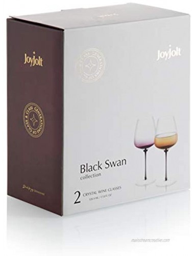 JoyJolt Black Swan White Wine Glasses Premium Crystal Glassware,17.8 Oz Capacity Set Of 2