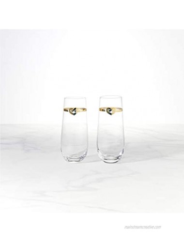 Kate Spade Love 2-Piece Stemless Toasting Flutes 0.75 LB Clear