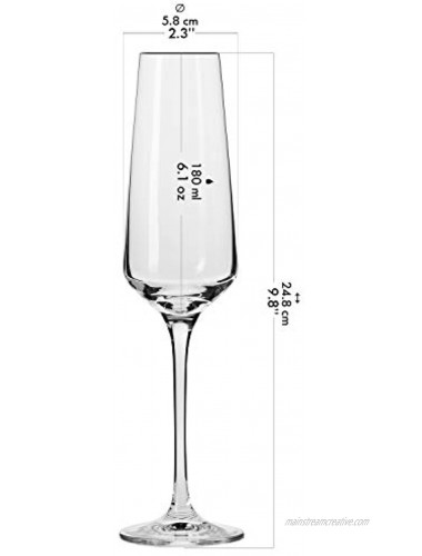 KROSNO Crystal Champagne Flute Glass | Set of 6 | 6.1 oz | Avant-Garde Collection | Perfect for Home Restaurants and Parties | Dishwasher and Microwave Safe