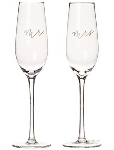 Pearhead Mr. & Mrs. Champagne Flute Set Wedding Toasting Glasses