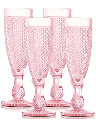 Pink Champagne Flutes Set of 4 Champagne Glasses perfect as Wedding Champagne Flutes Colored Glassware with the a Romance of Vintage Glassware and bridesmaids champagne glasses for your special event
