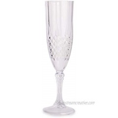 Plastic Champagne Flutes 8oz | Clear | Crystal Design | 1 Pc