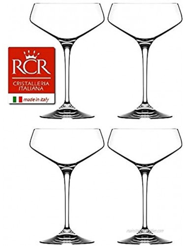RCR Cristalleria Italiana Aria Collection 4 Piece Crystal Glass Set Champagne Coupe 11.25 oz