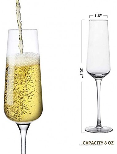Sattyge Champagne Flute Hand Blown Crystal Champagne Glasses Clear Clarity Seamless Elegant Flutes Premium Crystal--Gift Box,Set of 2,8 oz,Great for Wedding,Anniversary