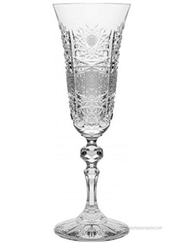 Toasting Flute Champagne Flutes Set of 6 Flute Glasses Cut Crystal Wedding Toasting Flute Glasses For Bride and Groom Each Glass is 4.5 oz. by Barski Made in Europe