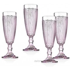Twill Champagne Flutes Beverage Glass Cup by Godinger – Rose Pink – Set of 4