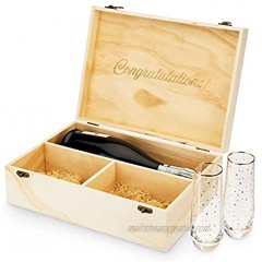 Twine Celebrate Champagne Set of Flutes Occasion Wood Boxes 4 Piece Natural