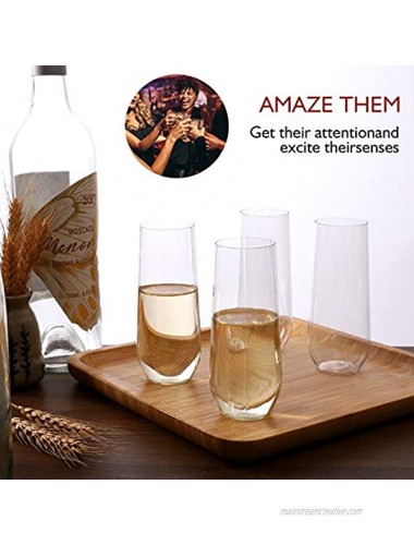 Unbreakable Reusable Plastic Stemless Champagne Flutes Set of 24 Ideal for Cocktails & Sparkling Wine Perfect for Wedding Parties Tritan Dishwasher Safe 6.8 Ounces 24 PC