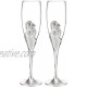 Wedding Toasting Flutes Sparkling Love Design Champagne Flutes for Bride and Groom Set of 2 Silver
