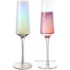 YOLIFE Modern Champagne Flutes Set of 2,Durable Pearl Crystal Champagne Glasses,6.5 OZ