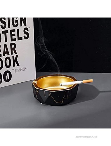 Amzcku Ceramic Ashtray BLACK Cigarette Ash Tray Home， and Office Decoration Porcelain Gift Marble ashtray is suitable for Patio，Outside，Indoor and Garden ，Porch，Home Decor