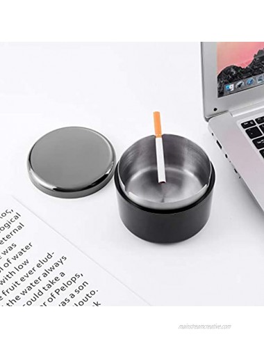 Ashtray for Cigarettes Indoor or Outdoor FriyGardcn Ashtray for Weed Cool Cute and Standing Ashtray Black Plastic Ashtray with a Stainless Steel Liner Ash Tray for Patio Office and Home