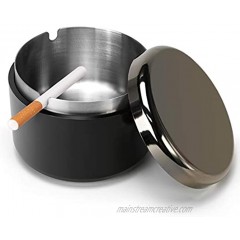 Ashtray for Cigarettes Indoor or Outdoor FriyGardcn Ashtray for Weed Cool Cute and Standing Ashtray Black Plastic Ashtray with a Stainless Steel Liner Ash Tray for Patio Office and Home