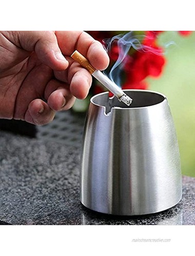 Ashtrays for Cigarettes Outdoor Indoor Windproof Ashtray for Home Office Patio Decoration Stainless Steel Silver Large Tabletop Smoking Ash Tray