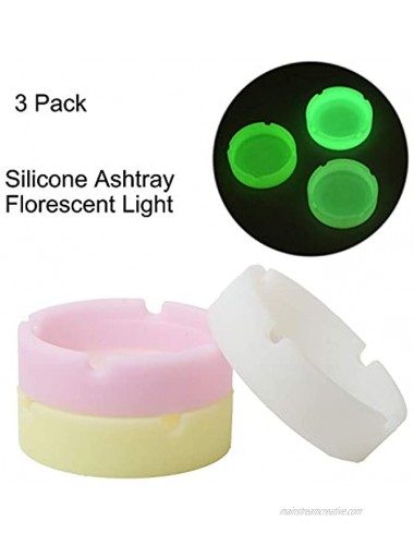 Ashtry for Cigarettes 3 Pack Luminous Silicone Ash Tray Premium Rubber High Temperature Heat Resistant Round Durable Glow in Dark11