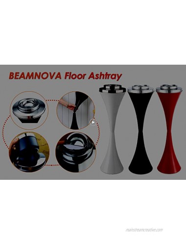 BEAMNOVA Floor Ashtray For Cigarettes Outdoor Indoor Hinged Lid Cigar Ashtray Stand Self-Cleaning Black