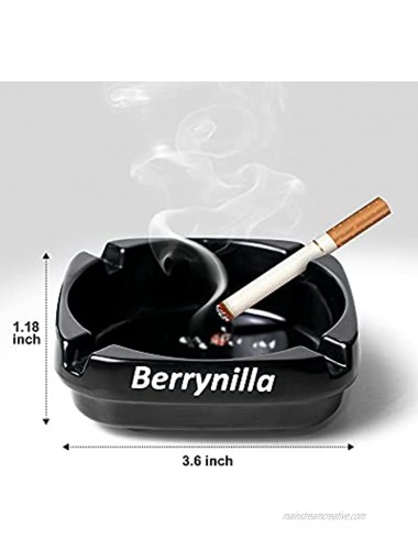 Berrynilla Ashtray- Ash Tray for Home & Office Indoor Ashtrays for Cigarettes-Black Foodgrade 5A Melamine 3.6 inches Square