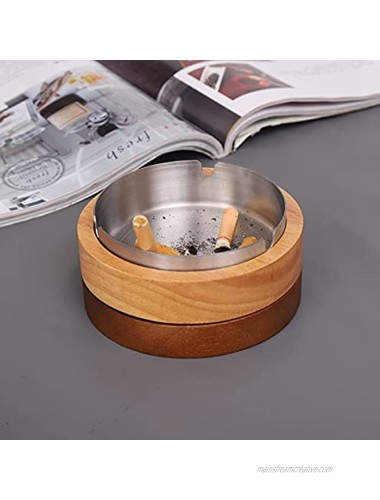 Cute Ashtrays for Cigarettes Ash tray with Lid FriyGardcn Wooden Ashtray with a Stainless Steel Portable Decorative Ashtray Windproof Ashtray for Home,Patio,Office,Outdoors,Indoor,Parties