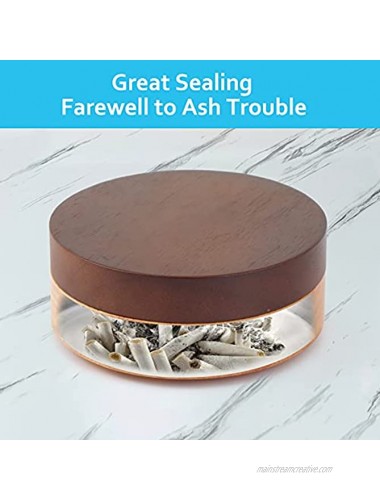 Cute Ashtrays for Cigarettes Ash tray with Lid FriyGardcn Wooden Ashtray with a Stainless Steel Portable Decorative Ashtray Windproof Ashtray for Home,Patio,Office,Outdoors,Indoor,Parties