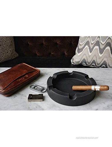 FairleeCove Large 9 Round Cigar Ashtray Centerpiece Wide Shelf Unbreakable – Firm Flexible Silicone Indoor Outdoor Cigar Ashtrays for Patio Pool Restaurant Black