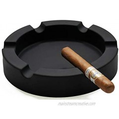 FairleeCove Large 9" Round Cigar Ashtray Centerpiece Wide Shelf Unbreakable – Firm Flexible Silicone Indoor Outdoor Cigar Ashtrays for Patio Pool Restaurant Black