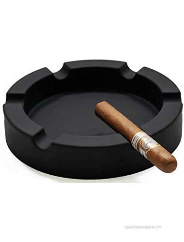 FairleeCove Large 9 Round Cigar Ashtray Centerpiece Wide Shelf Unbreakable – Firm Flexible Silicone Indoor Outdoor Cigar Ashtrays for Patio Pool Restaurant Black