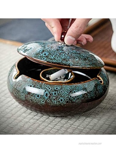 [Gift Package] 5.7 Large Ashtrays for Ceramic with Lids Ash Tray Outdoors Ashtrays for Indoor