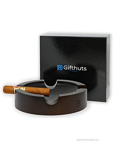 Gifthuts Large Wooden Cigar Ashtray- 8 Rustic Ashtray for Cigars Suits up to 4x 64-Ring Gauge Cigars- Easy to Clean -Gift for Classy Cigar Smokers -Cigar Wood Ashtray -Cigar Ashtrays for Men Luxury