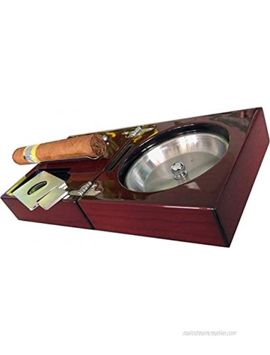 H&H The Compact Ash Tray with Cutter and Punch 4.75 x 4.75 x 2.8 Cherry