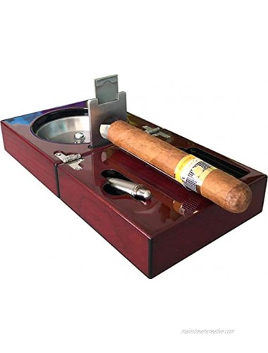 H&H The Compact Ash Tray with Cutter and Punch 4.75 x 4.75 x 2.8 Cherry