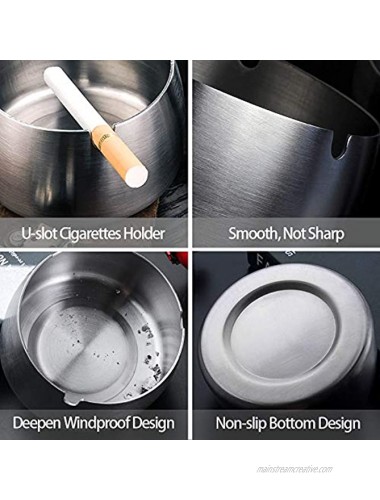 IWNTWY Ashtray Stainless Steel Outdoors Indoors Windproof Cigarettes Ashtrays for Home Office Hotel Cigaret Ash Tray