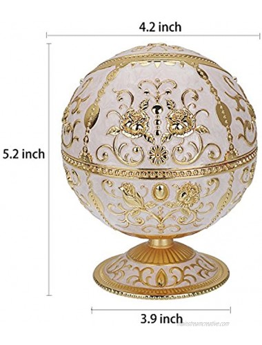 LAUYOO Vintage Windproof Ashtray with Lid for Cigarette Metal Portable Cigar Ashtray Odor Eliminator Indoor and Outdoor Use Hand Stamped Rose Pattern Fancy Gift for Men Women Jade White- Shiny Gold Flower