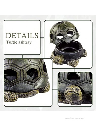 LESES Ashtray for Cigarettes Outdoor Ashtrays with Lid Cute Turtle Ash Tray for Home Office Garden Porch Decor