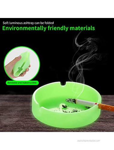 Malenoo Silicone Ashtray for Weed Smokers Ash Tray for Cigarettes Outdoor Cool Cute High Temperature Rubber Ash Tray Novelty Fun Pretty Smoking Ashtray Glow in The Dark Large Size Pack of 1