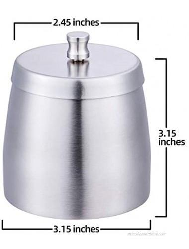 Medium Ashtray with Lid for Cigarette Cigar Ash Tray Silver Stainless Steel Windproof Rainproof Ashtrays for Indoor Outdoor Size 3.1x3.1x2.8