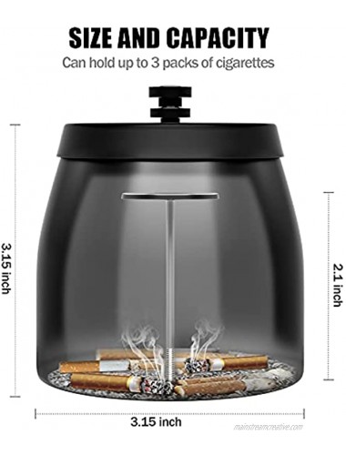 Moeput Outdoor Ashtray with Lid Ash Trays with Covers Outdoor Smokeless Disposal Windproof Metal Stainless Steel Bucket for Home Patio Black Pack of 1 Small