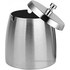 Outdoor Ashtray with Lid for Cigarettes,Stainless Steel Windproof Rainproof Ashtray for Outside Home Table X-Large