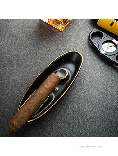 roygra Ceramic Cigar Ashtray with Bottom Pad in Black Box